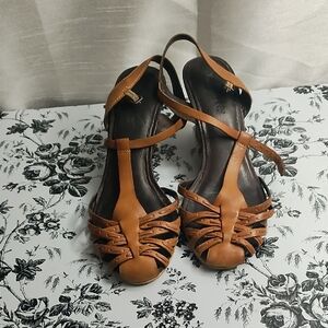 Timberland Tan‎ Heeled Sandals with Woven Design